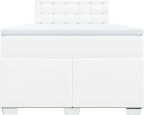 vidaXL Κρεβάτι Boxspring με Στρώμα Λευκό 120x200εκ.από Συνθετικό Δέρμα
