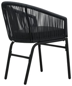 Καρέκλες Κήπου 2 τεμ. Μαύρες από Ρατάν Πολυαιθυλενίου - Μαύρο