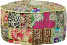 vidaXL Πουφ Patchwork Στρογγυλό Χειροποίητο Πράσινο 40x20 εκ. Βαμβάκι