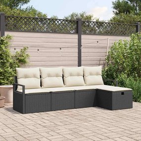vidaXL Σετ Καναπέ Κήπου 5 pcs Μαύρο και κρεμ 230 x 117 x 85 εκ.