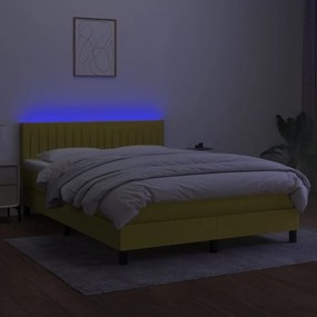 vidaXL Κρεβάτι Boxspring με Στρώμα &amp; LED Μπλε 140x190 εκ. Υφασμάτινο