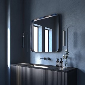 Iron Curved 80x80 - Καθρέπτης μπάνιου μεταλλικός - Black Matt