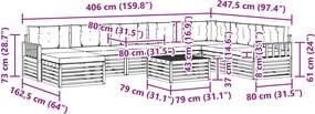 vidaXL Σειρά Καναπέ Εξωτερικού με μαξιλάρι 9 pcs Λευκό και Κρεμ
