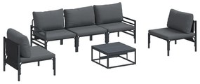 vidaXL Σετ Καναπέ Κήπου 6 pcs Ανθρακί Ατσάλι