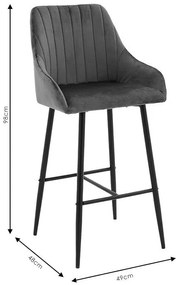 Σκαμπό bar Patrin μεταλλικό μαύρο-βελούδο μαύρο 49x48x98 εκ.
