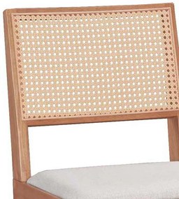 Καρέκλα Winslow pakoworld ξύλο rubberwood ανοικτό καρυδί-pvc rattan φυσικό-ύφασμα γκρι