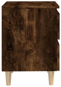 vidaXL Κομοδίνα 2 τεμ. Καπνιστή Δρυς 40x35x50εκ. Μασίφ Ξύλινα Πόδια