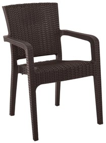 LORA Πολυθρόνα Κήπου Στοιβαζόμενη, PP (Rattan Look) Απόχρωση Καφέ Σκούρο 57x57x87cm Ε303,4