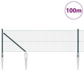 vidaXL Φράχτης Welded Wire Fence με 13 Ακίδες Πράσινος 0.8x100 μ Ατσάλι