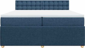 vidaXL Κρεβάτι Boxspring με Στρώμα Μπλε 200x200 εκ. Υφασμάτινο