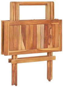 vidaXL Σετ Επίπλων Mπιστρό 3 τεμ. Μασίφ Ξύλο Teak με Κρεμ Μαξιλάρια