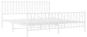 Πλαίσιο Κρεβατιού με Κεφαλάρι/Ποδαρικό Λευκό 183x213εκ. Μέταλλο