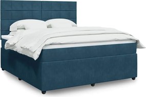 vidaXL Κρεβάτι Boxspring με Στρώμα Μπλε 180x200 εκ. Βελούδινο