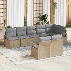 vidaXL Σετ Καναπέ 8 pcs Μπεζ συνθετικό ρατάν