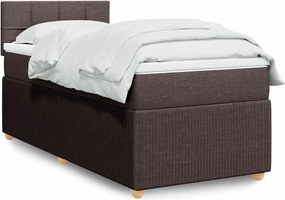 vidaXL Κρεβάτι Boxspring με Στρώμα Σκούρο Καφέ 90x200 εκ. Υφασμάτινο
