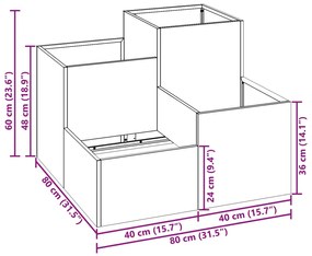 vidaXL Γλάστρα Κήπου 80x80x60 εκ Ανοξείδωτο Χάλυβα