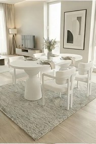 Stewehome Σετ τραπεζαρίας Boho 4 ατόμων με λευκό τραπέζι και βάση τύπου γλάστρας λευκό 80x140 cm