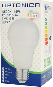 OPTONICA LED λάμπα A60 1358, 14W, 4500K, E27, 1380lm