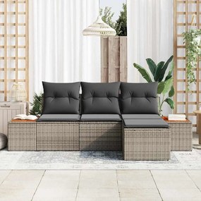 vidaXL Σετ Καναπέ Κήπου με μαξιλάρι 4 pcs Γκρι Πολυ Ρατάν