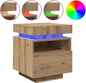 vidaXL Κομοδίνο με φώτα LED Artisan Oak 40x39x48,5 cm