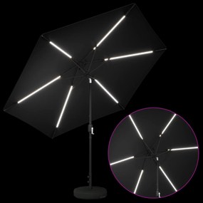 vidaXL Ομπρέλα Κήπου με LED Φώτα και Βάση 300 x 300 cm Πολυεστέρας
