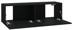 vidaXL Έπιπλα Τηλεόρασης Τοίχου 4 τεμ. Μαύρα 100 x 30 x 30 εκ.