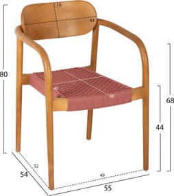 ΠΟΛΥΘΡΟΝΑ OSLO HM9636.06 ΞΥΛΟ TEAK ΦΥΣΙΚΟ & ΣΧΟΙΝΙ--B’ΔΙΑΛΟΓΗΣ 55x54x80Yεκ.