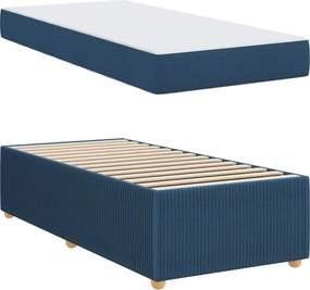 vidaXL Σκελετός Κρεβατιού με στρώμα Μπλε 90 x 190 cm ύφασμα