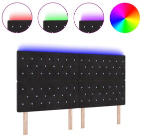 vidaXL LED Πλάτη Κρεβατιού Μαύρη 90 εκ. Βελούδο