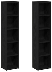 vidaXL Ντουλάπια CD 2 τεμ. Μαύρο Δρυς 21x16x93,5 εκ Επεξεργασμένο Ξύλο