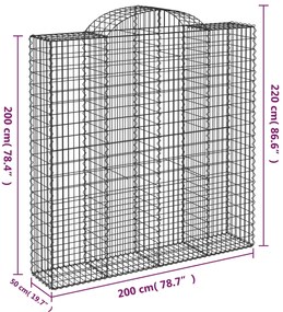 vidaXL Συρματοκιβώτια Τοξωτά 15 τεμ. 200x50x200/220 εκ. Γαλβαν. Ατσάλι