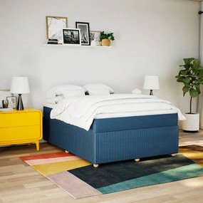 vidaXL Κρεβάτι Boxspring με Στρώμα Μπλε 160x200 εκ. Υφασμάτινο