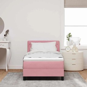 vidaXL Κρεβάτι με ελατήρια με στρώμα Ροζ 90 x 200 cm Βελούδο