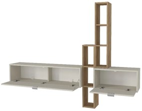 Σύνθεση τηλεόρασης επιτοίχια Edgar χρώμα sandstone - sepet oak 198,4x29,6x148,5εκ.
