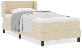 vidaXL Κρεβάτι box spring με στρώμα με στρώμα Κρεμ 100 x 200 cm ύφασμα
