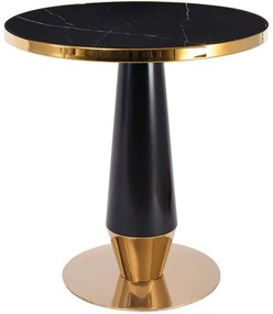 Τραπέζι Olive ΕΜ789,1 Φ70x73cm Marble Black-Gold Metal,Technomarble