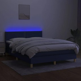 ΚΡΕΒΑΤΙ BOXSPRING ΜΕ ΣΤΡΩΜΑ &amp; LED ΜΠΛΕ 140X190 ΕΚ. ΥΦΑΣΜΑΤΙΝΟ 3133635