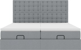 VidaXL Οθωμανικό κρεβάτι με στρώματα & LEDs Ανοιχτό γκρι ύφασμα