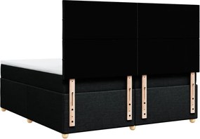 vidaXL Κρεβάτι Boxspring με Στρώμα Μαύρο 200x200 εκ. Υφασμάτινο