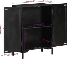 vidaXL Ντουλάπι Μαύρο 55x30x77 εκ. από Μασίφ Ξύλο Μάνγκο και Σίδηρο