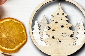 Σετ των 2 Intra απο ξύλο plywood Χρώμα wenge 3mm-4mm πάχος - Στολίδι Χριστουγεννιάτικου Δέντρου, Διακόσμηση πολλαπλών στρώσεων Δίασταση 4x4 cm INTRAFABR-78712211