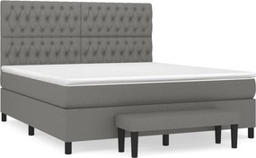 vidaXL Κρεβάτι Boxspring με Στρώμα Σκούρο Γκρι 180x200 εκ Υφασμάτιν