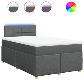 Κρεβάτι Boxspring με Στρώμα Σκούρο Γκρι 120x190 εκ Υφασμάτινο - Γκρι