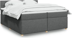 vidaXL Κρεβάτι Boxspring με Στρώμα Σκούρο Γκρι 200x200 εκ. Υφασμάτινο
