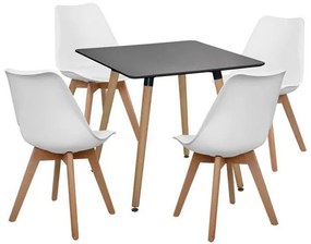 Σετ τραπεζαρίας C10601 5τμχ. με Τραπέζι Minimal 80x80x74εκ. σε Μαύρο & Καρέκλες VEGAS σε Λευκό