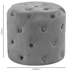 Σκαμπό-πουφ Seval pakoworld βελούδο ανθρακί Φ49x47εκ