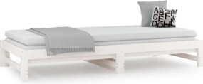 vidaXL Καναπές Κρεβάτι Συρόμενος Λευκός 2x(90x190) εκ. από Μασίφ Πεύκο