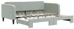 vidaXL Καναπές Κρεβάτι Συρόμενος Ανοιχτό Γκρι 90x190 εκ. Βελούδινος