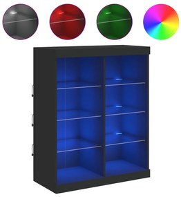 vidaXL Μπουφές με Φώτα LED Μαύρος 81 x 37 x 100 εκ.