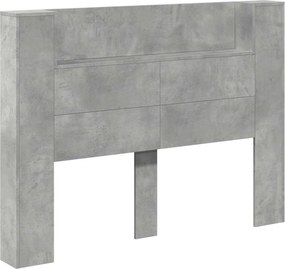 vidaXL Κεφαλάρι Ντουλάπι με LED Σκυρόδεμα 140 x 16,5 x 103,5 cm
